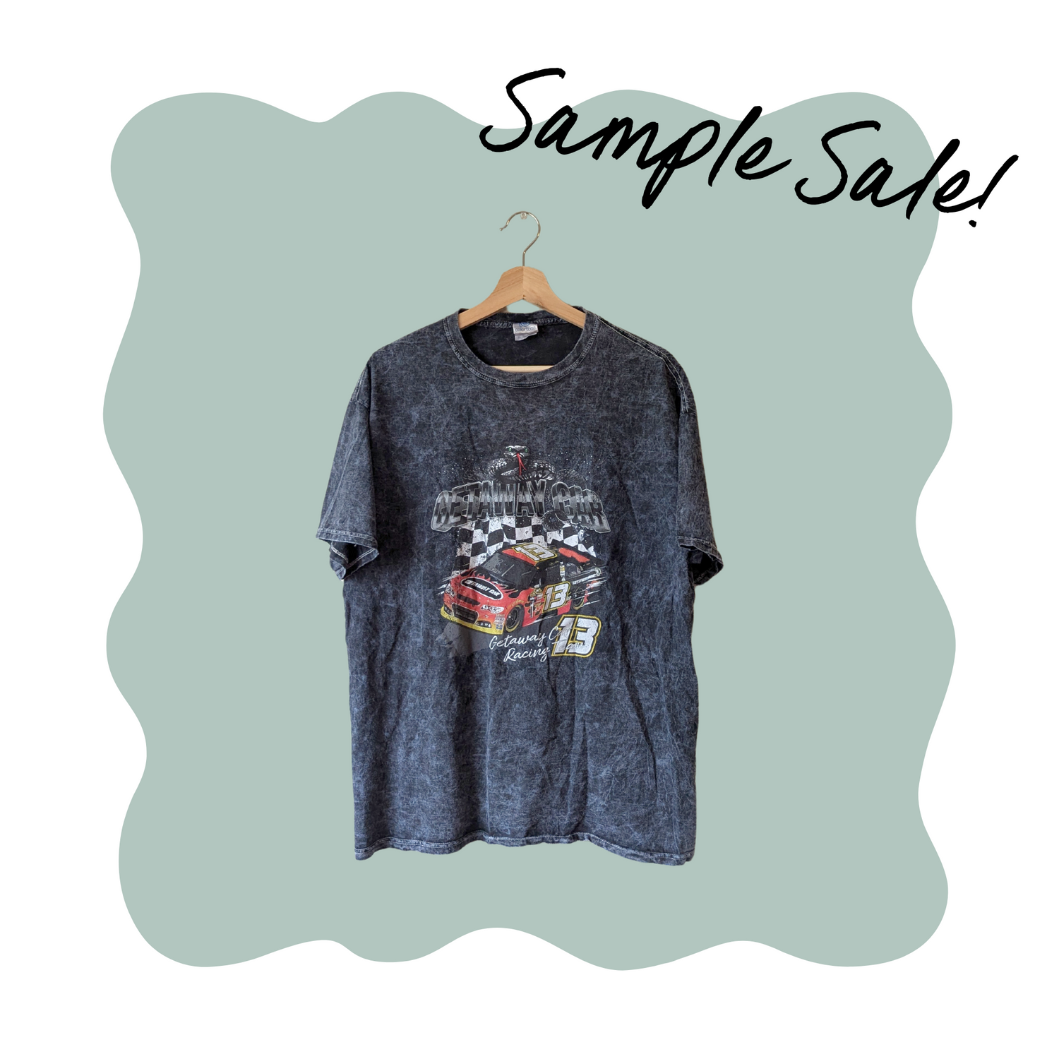 (XL) getaway racing acid wash tee *sample sale*