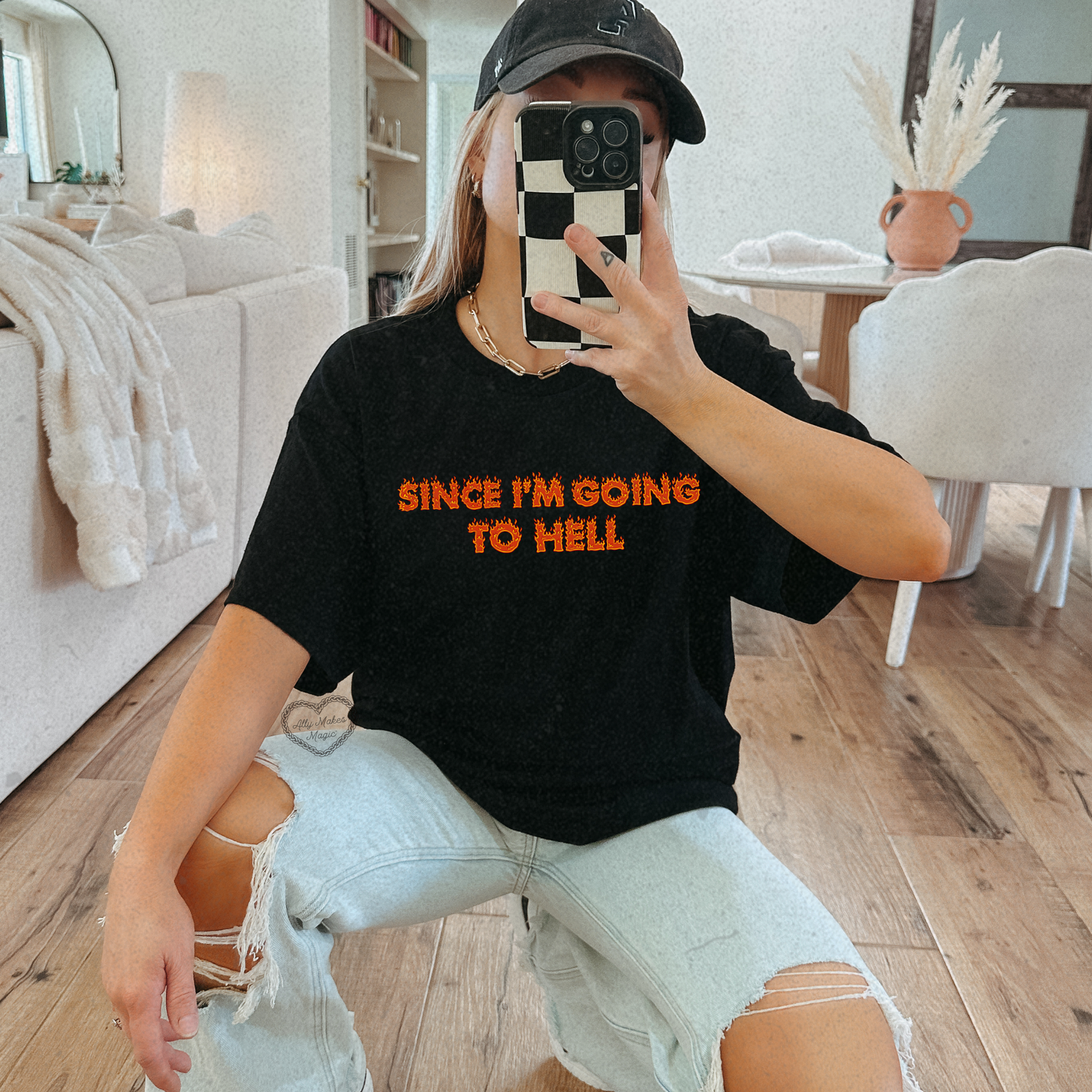 going to hell tee (james on fire red)