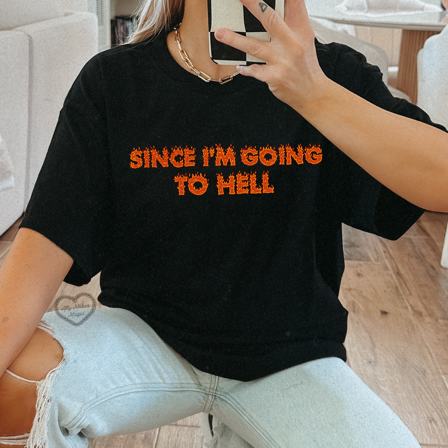 going to hell tee (james on fire red)