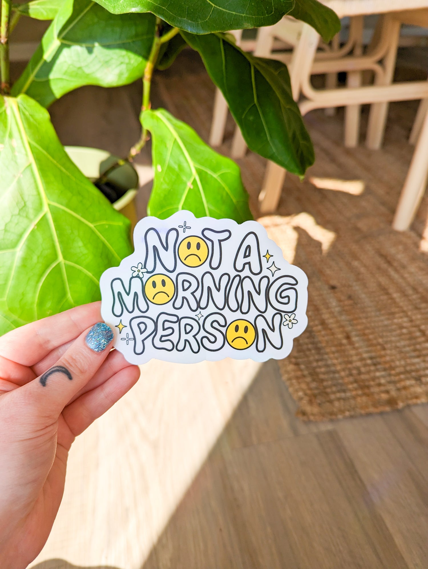 not a morning person suncatcher sticker