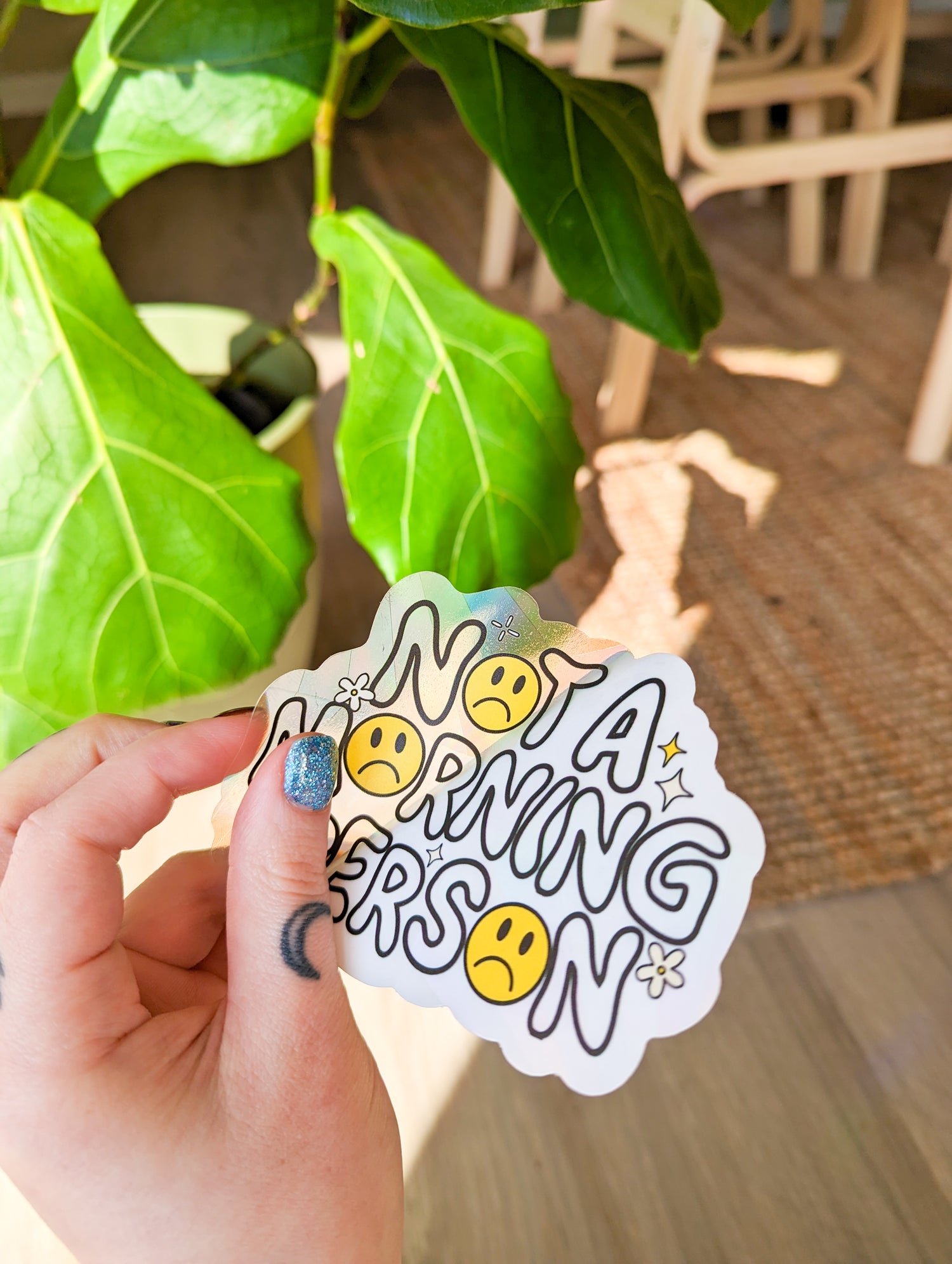 not a morning person suncatcher sticker