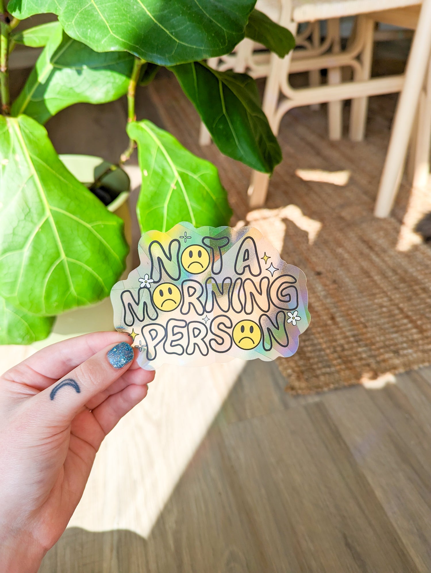 not a morning person suncatcher sticker