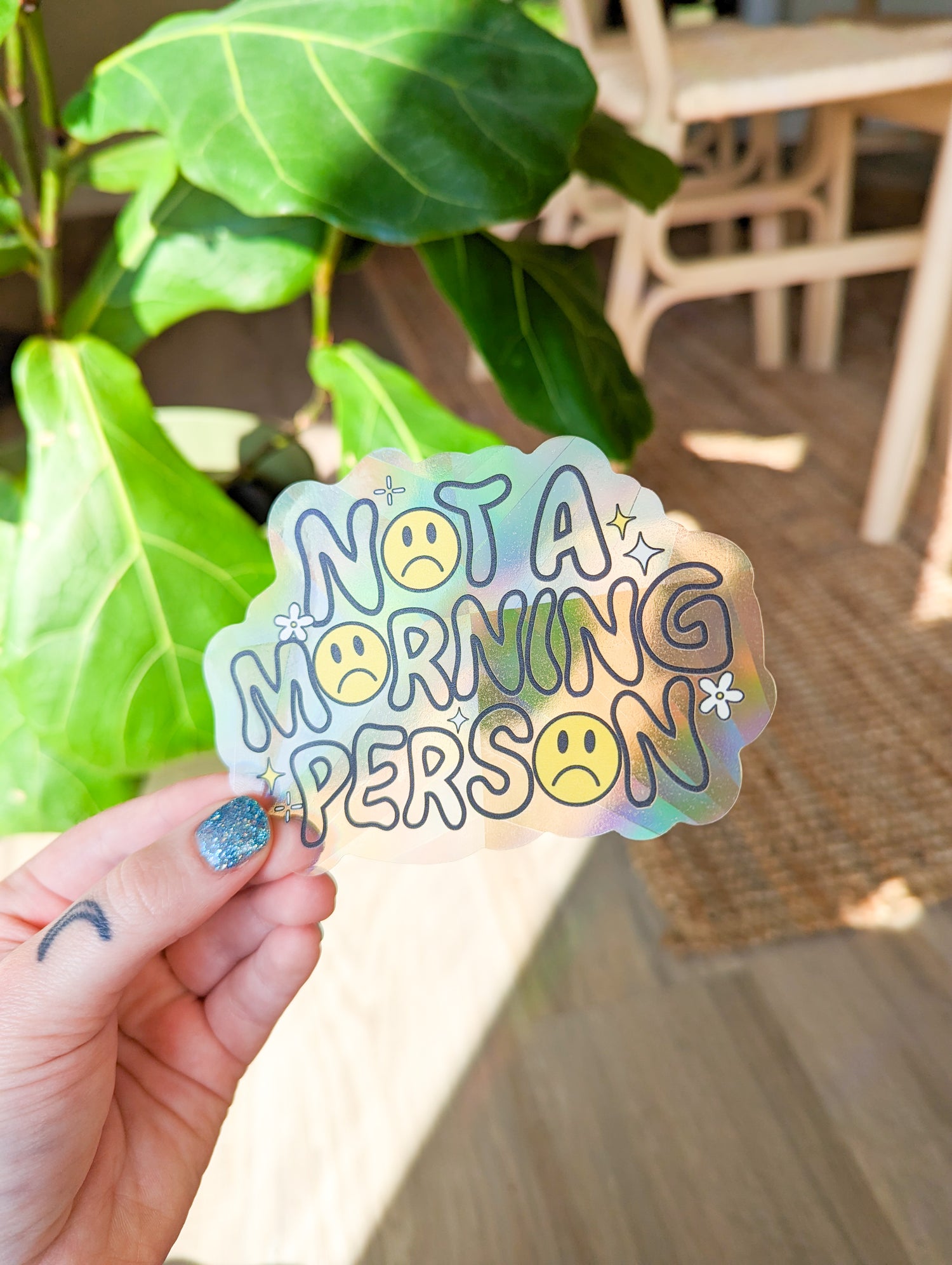 not a morning person suncatcher sticker