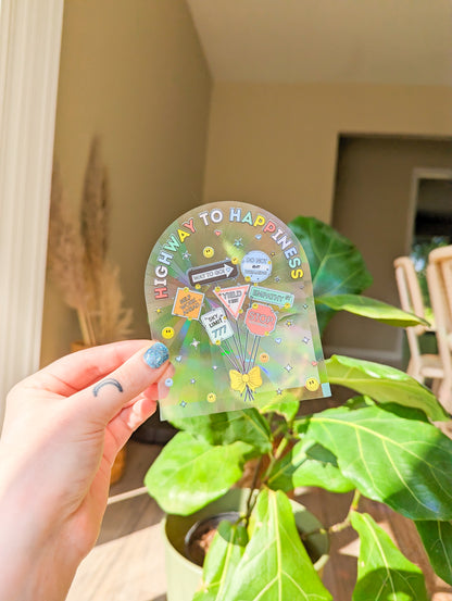 highway to happiness suncatcher sticker