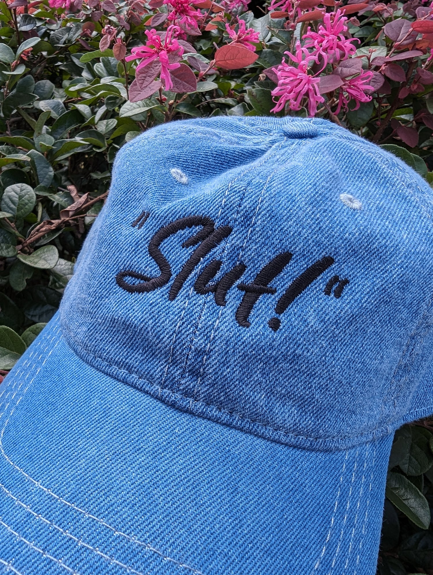 "slut!" denim embroidered baseball cap