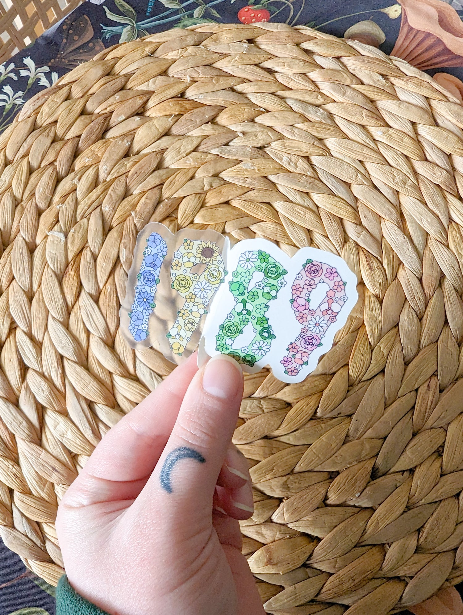 '89 floral *clear* sticker