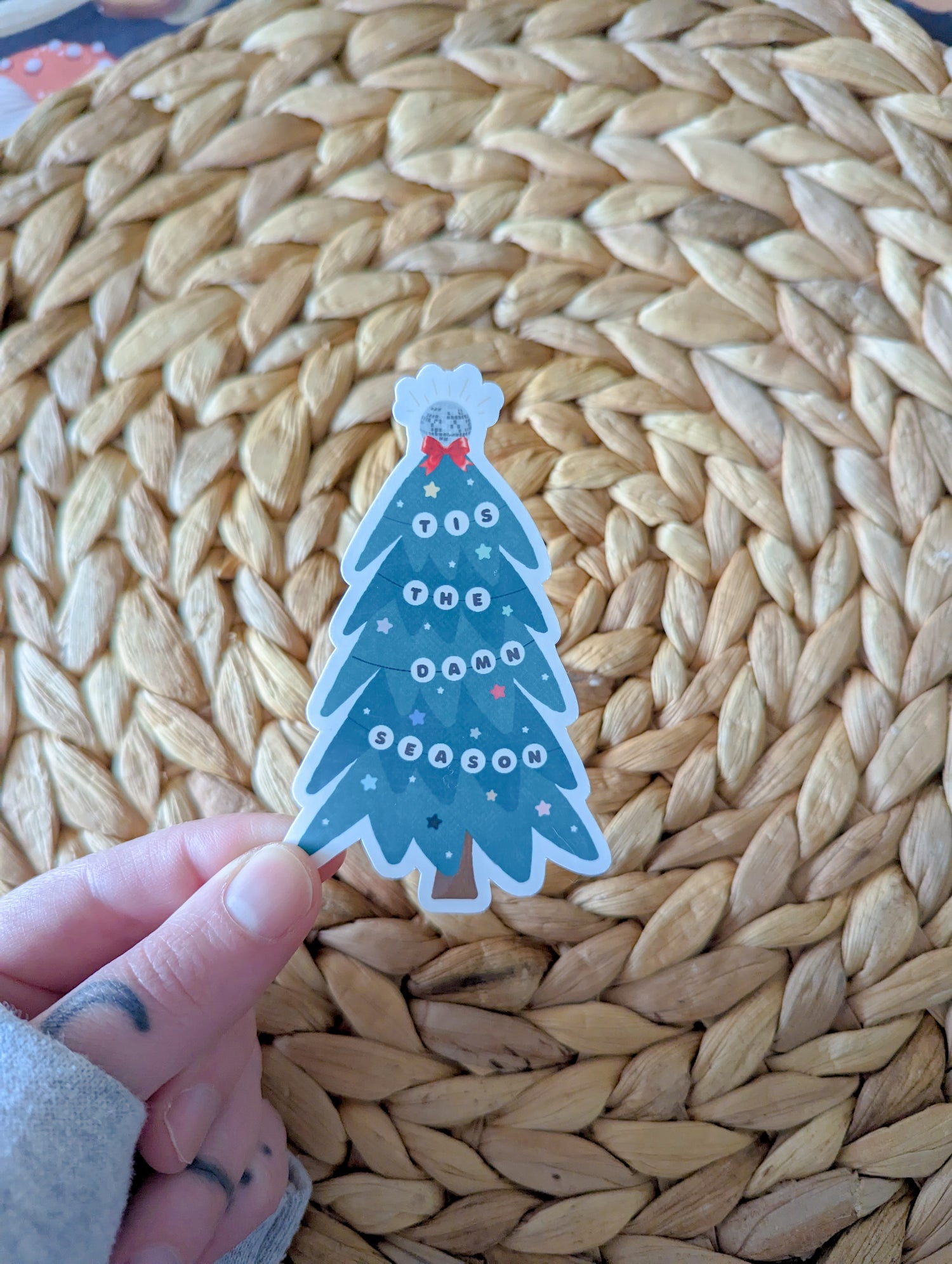 'tis the damn season tree sticker