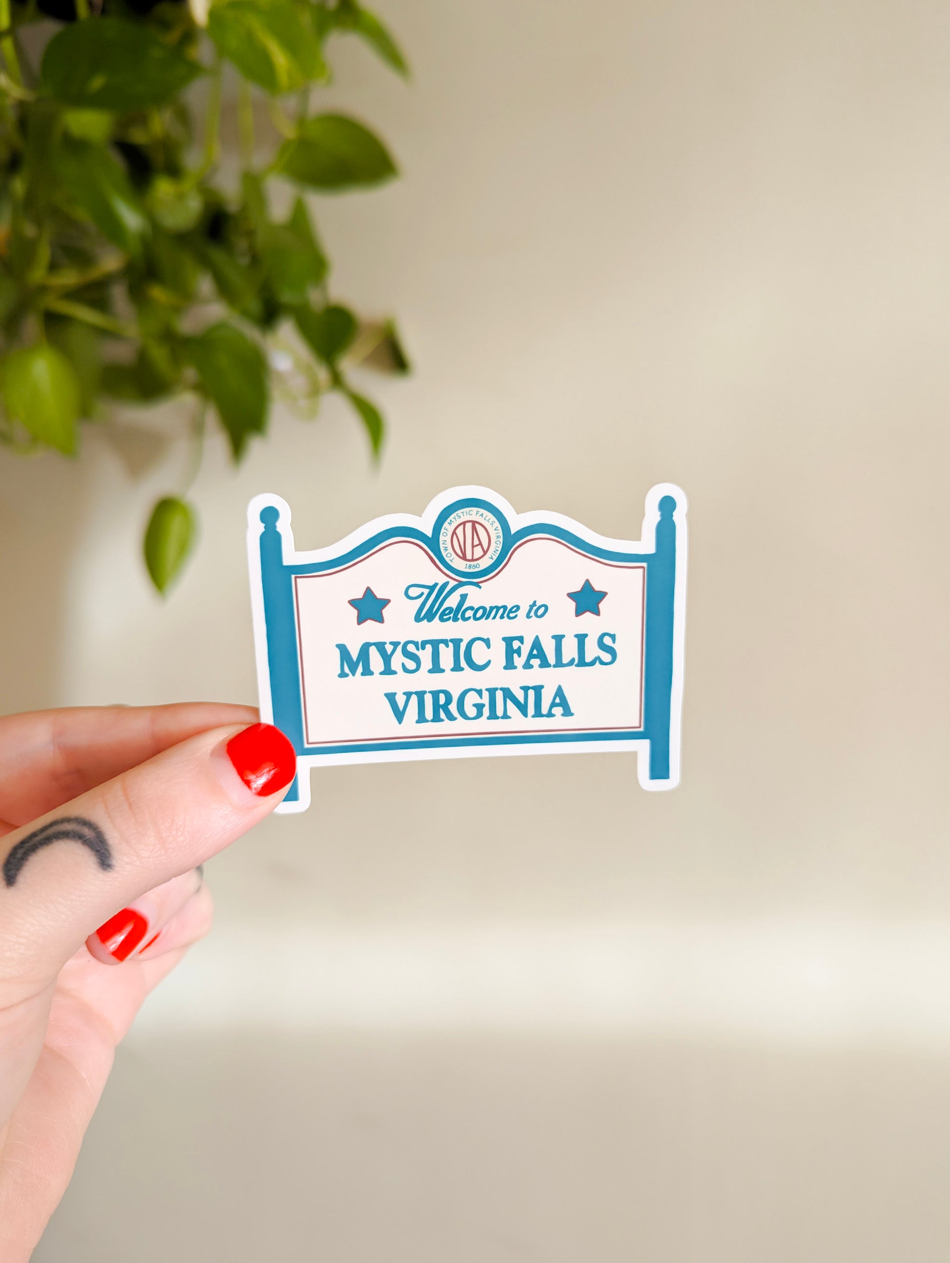 mystic falls sign sticker – allymakesmagic™