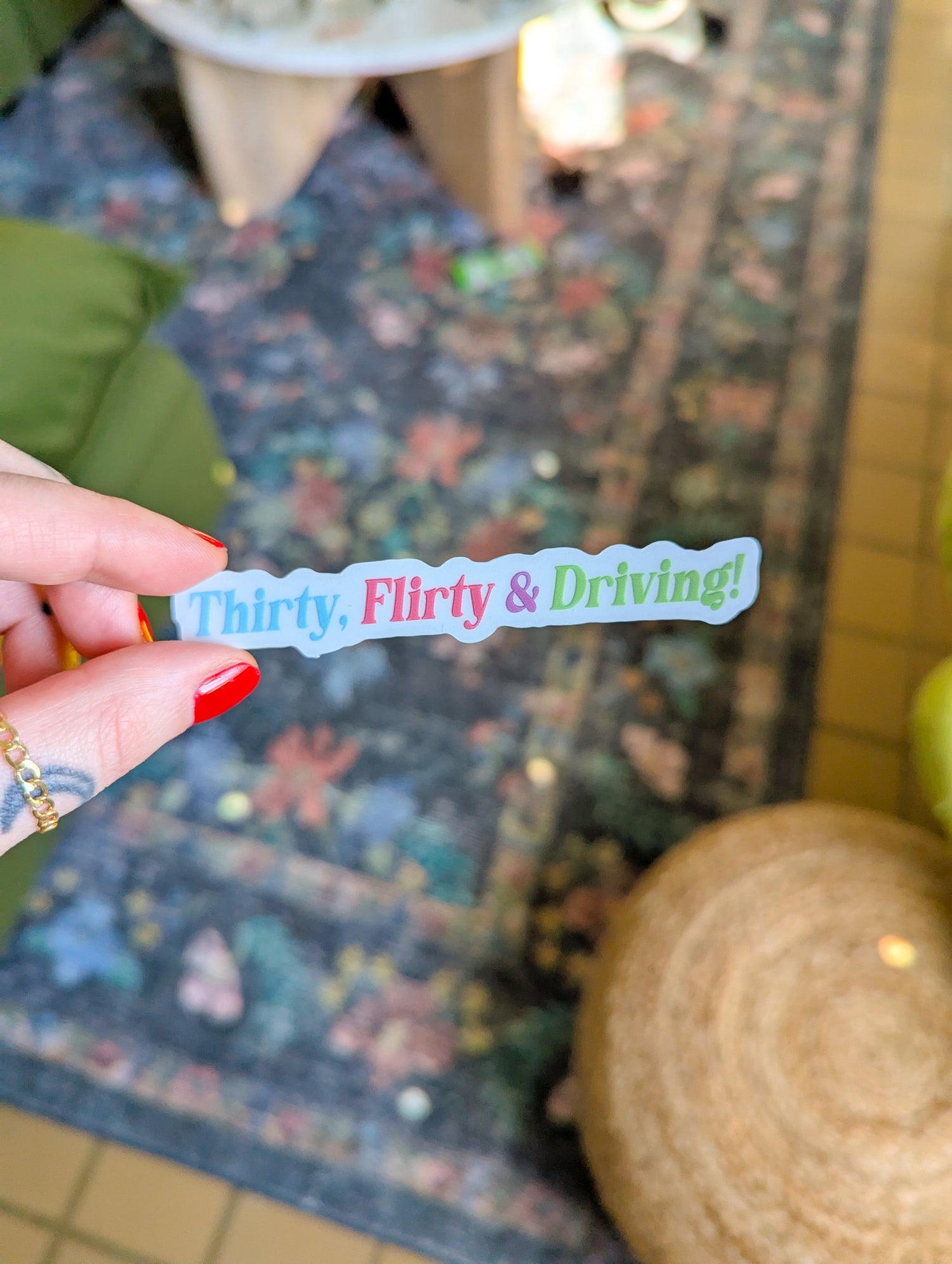 thirty, flirty & driving! decal