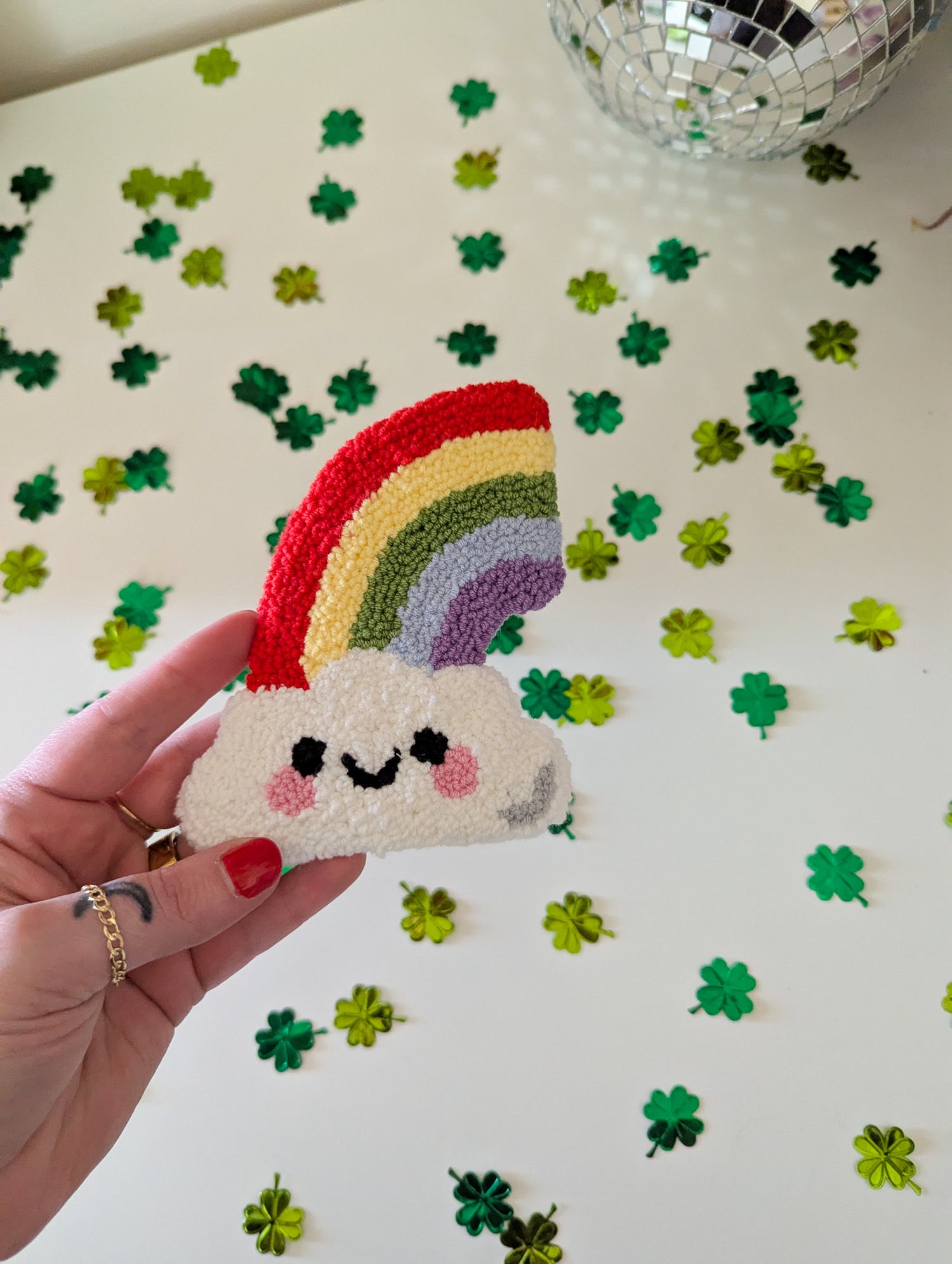 over the rainbow mug rug