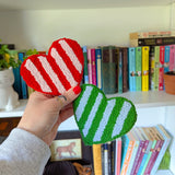 striped heart mug rug