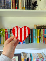 striped heart mug rug