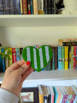 striped heart mug rug