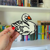 swan mug rug