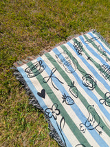 spring picnic woven blanket