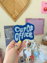 out of office mug rug