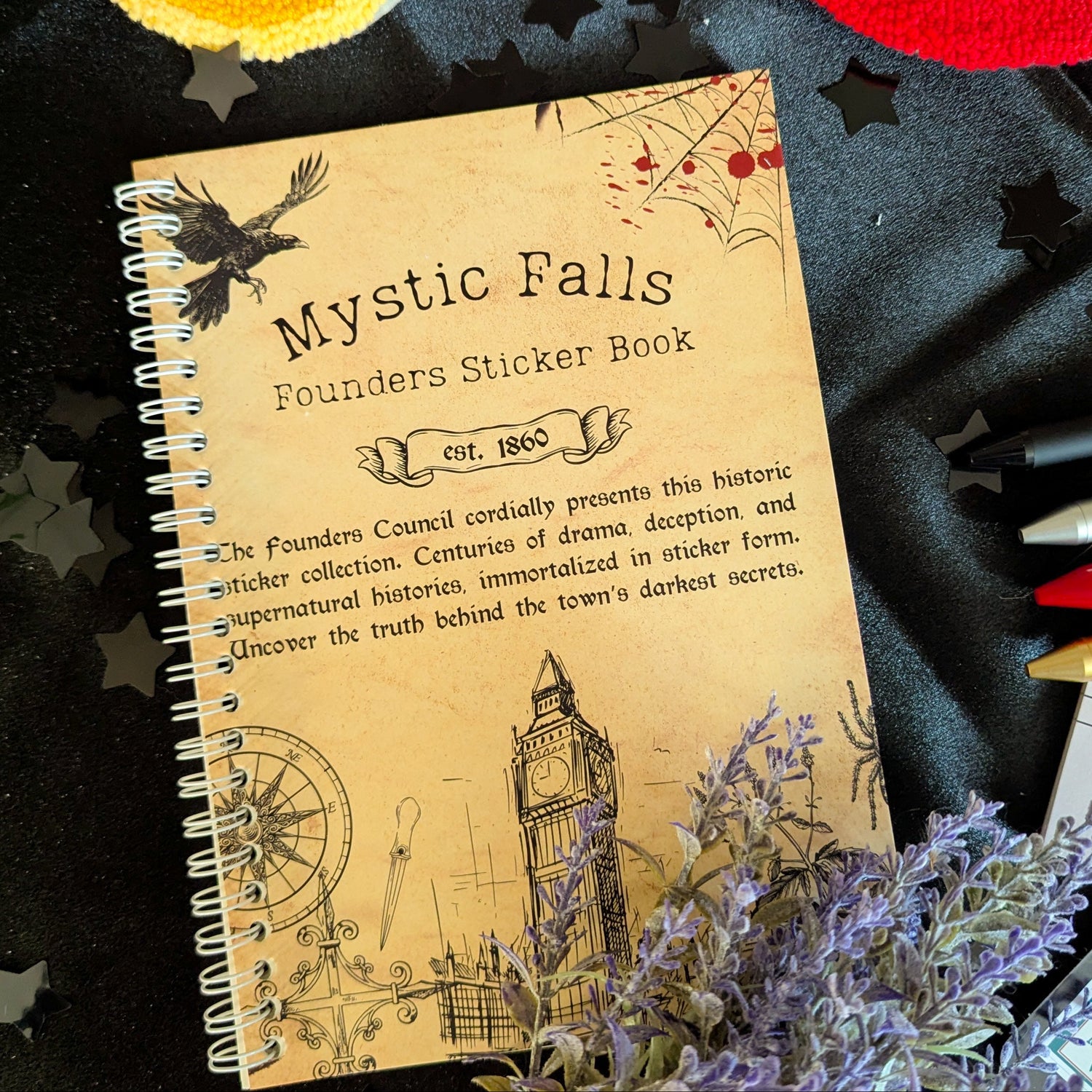 mystic falls founders sticker book