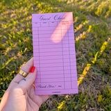 vintage guest check notepad