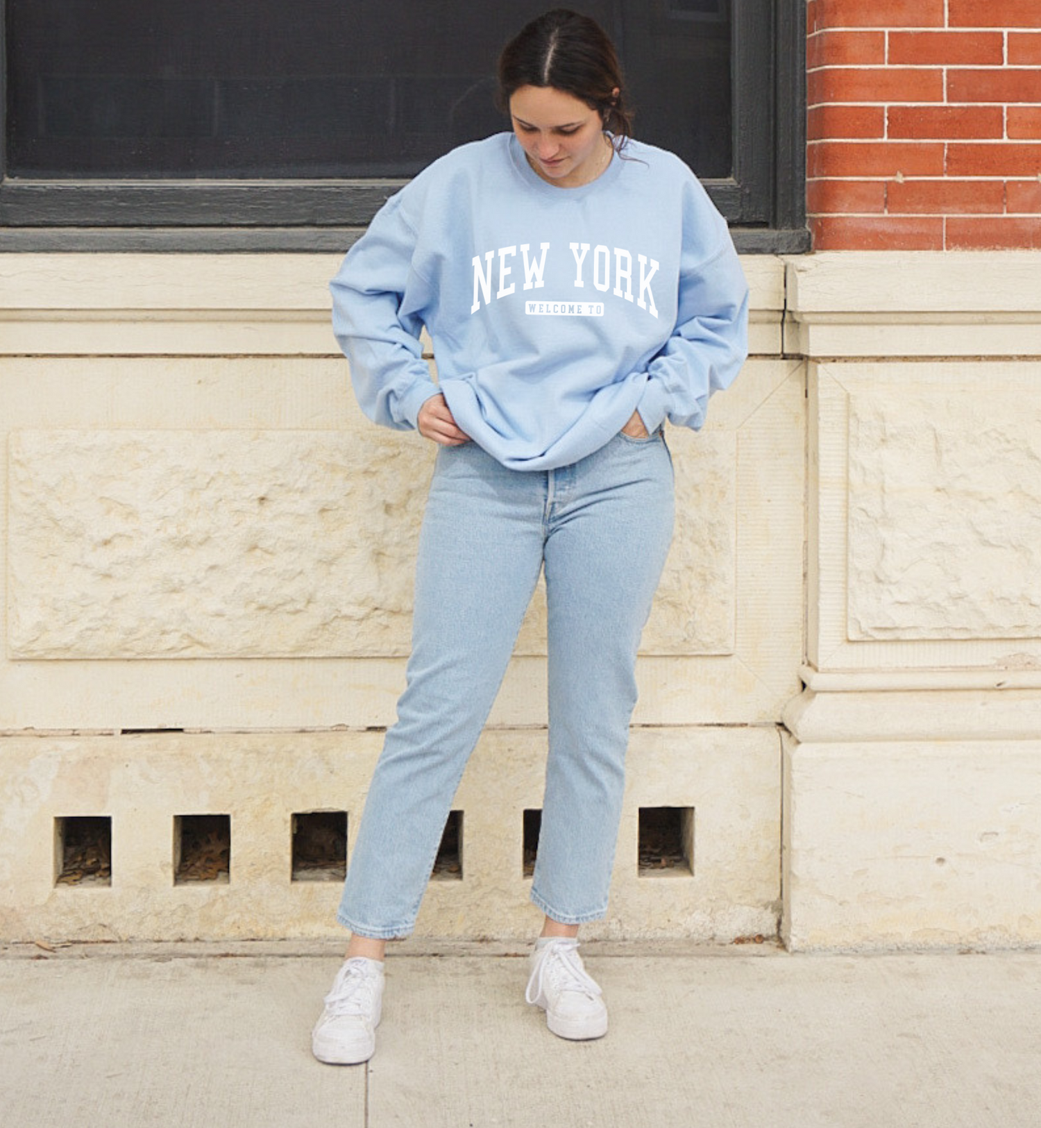 welcome to ny varsity sweatshirt