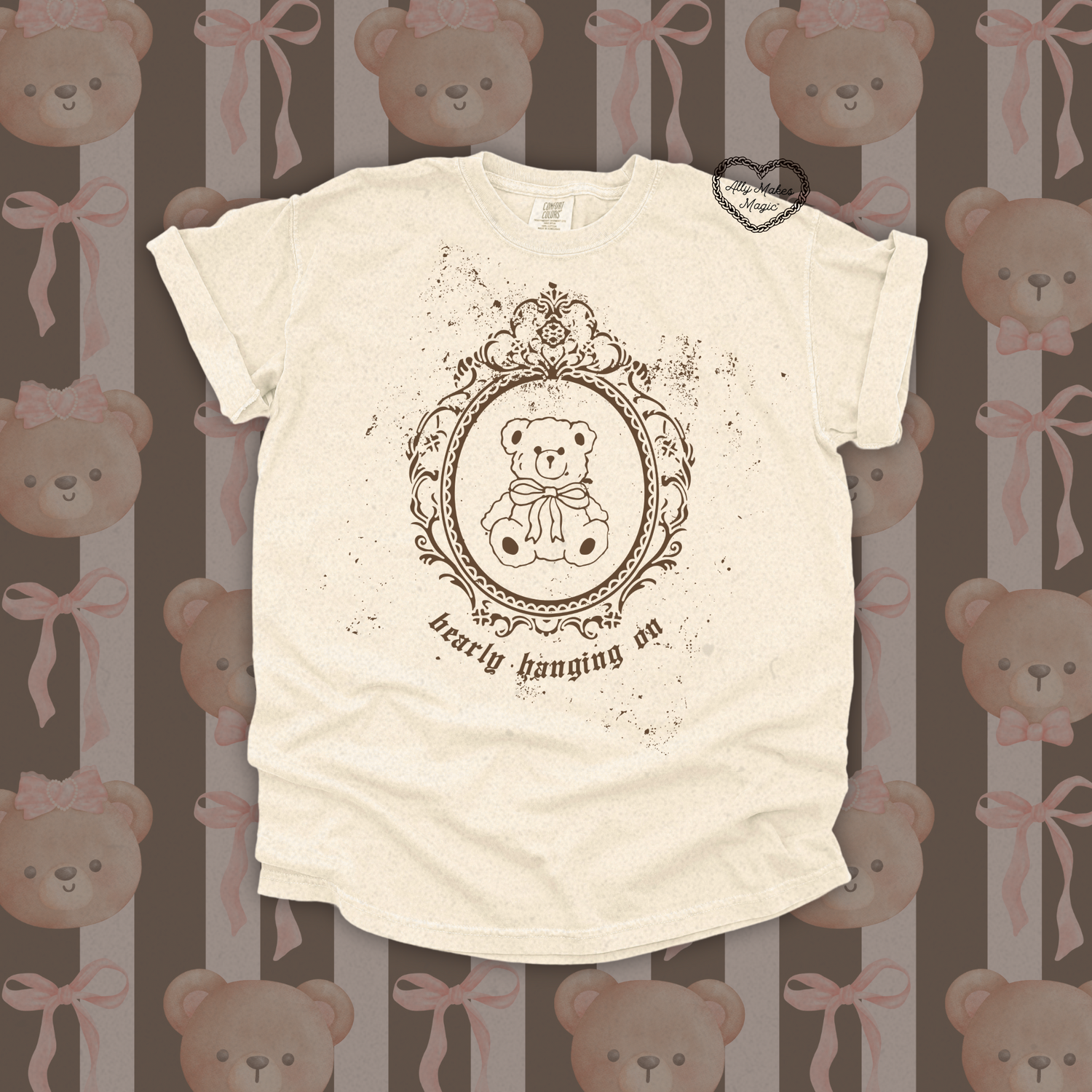 bearly hanging on tee