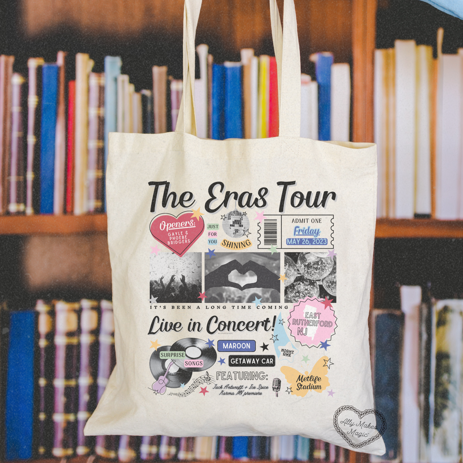 east rutherford night 1 retro tote bag