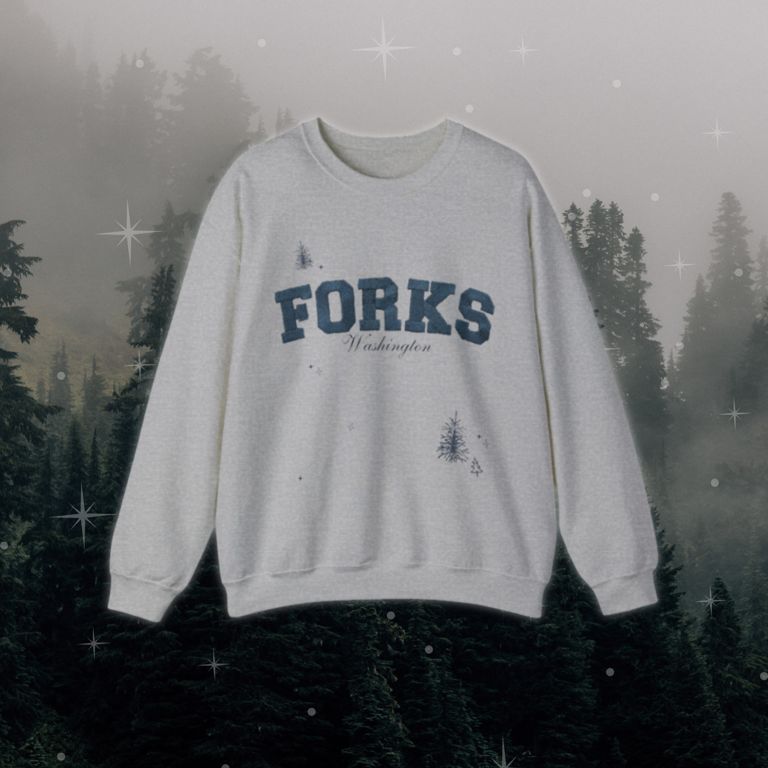 forks, washington crewneck (faux embroidery)