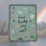 how lucky are we woven blanket