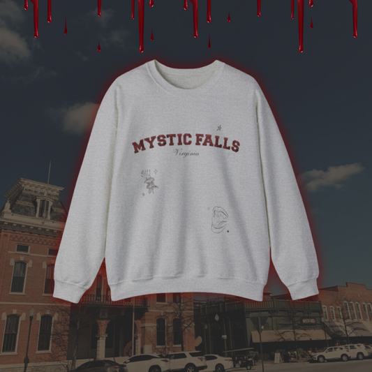 mystic falls, virginia crewneck (faux embroidery)