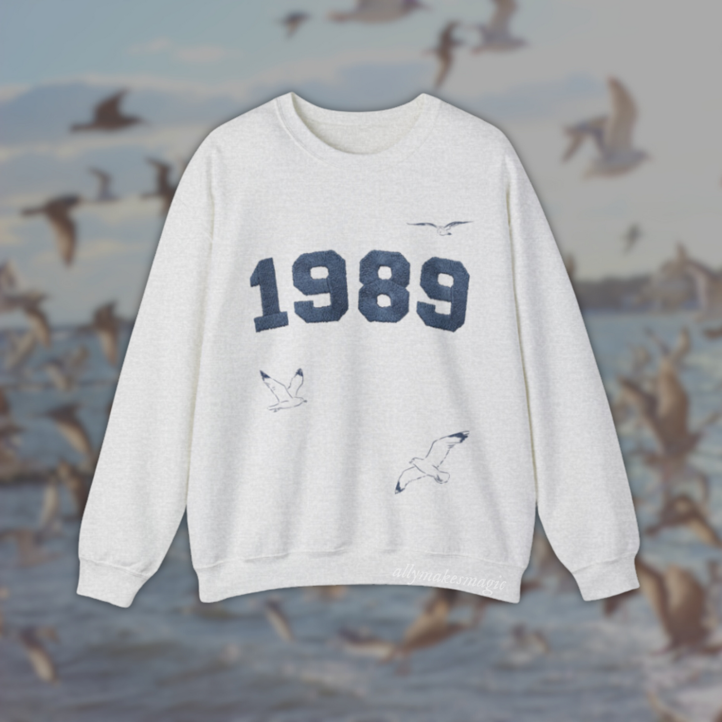 '89 seagull crewneck (faux embroidery)
