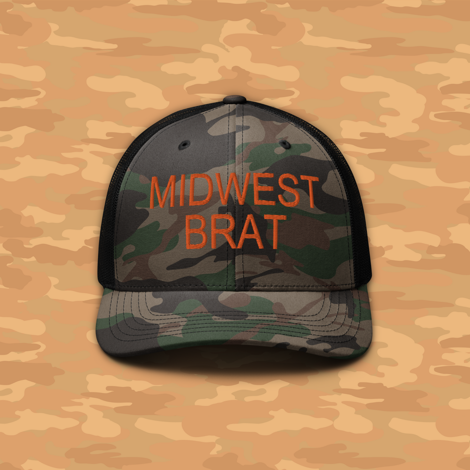 midwest brat trucker hat (orange)