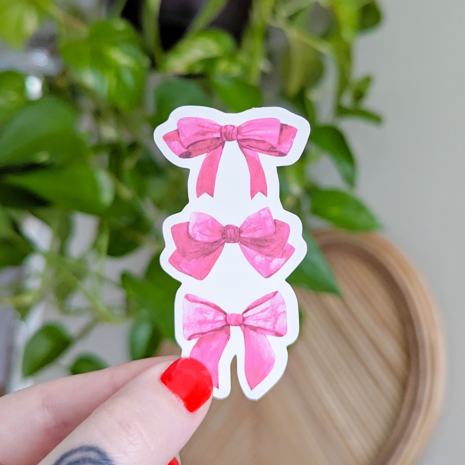 pink bows *clear* sticker