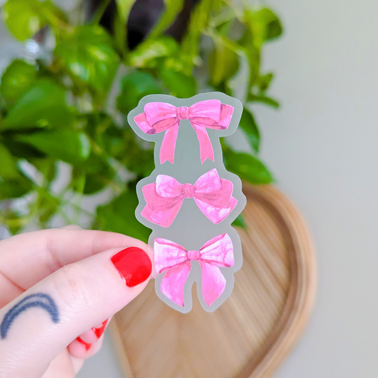 pink bows *clear* sticker