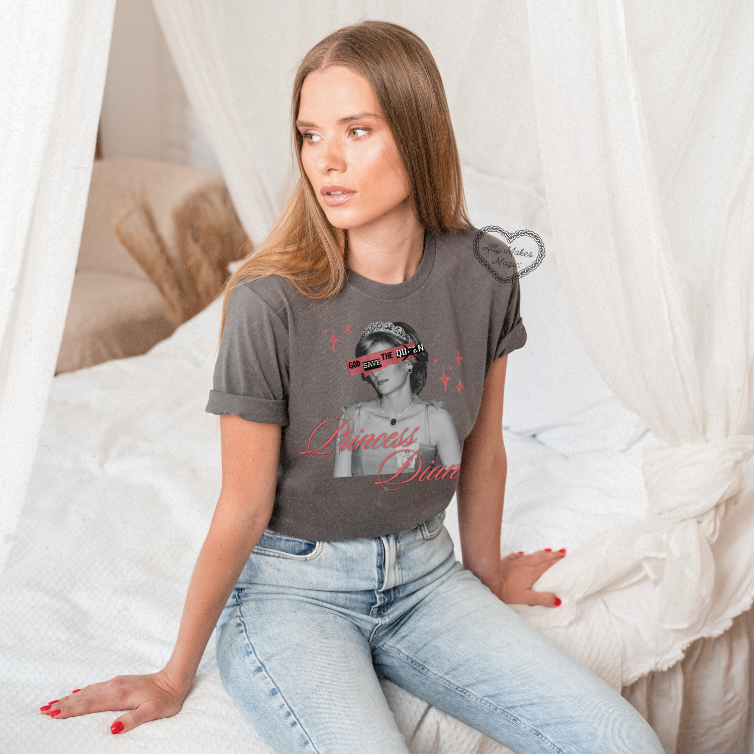 vintage princess d tee | comfort colors