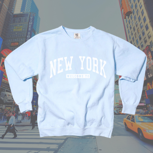 welcome to ny varsity sweatshirt