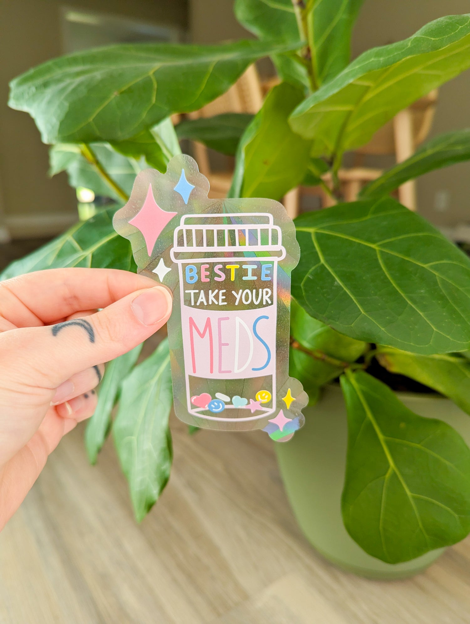 take your meds suncatcher sticker