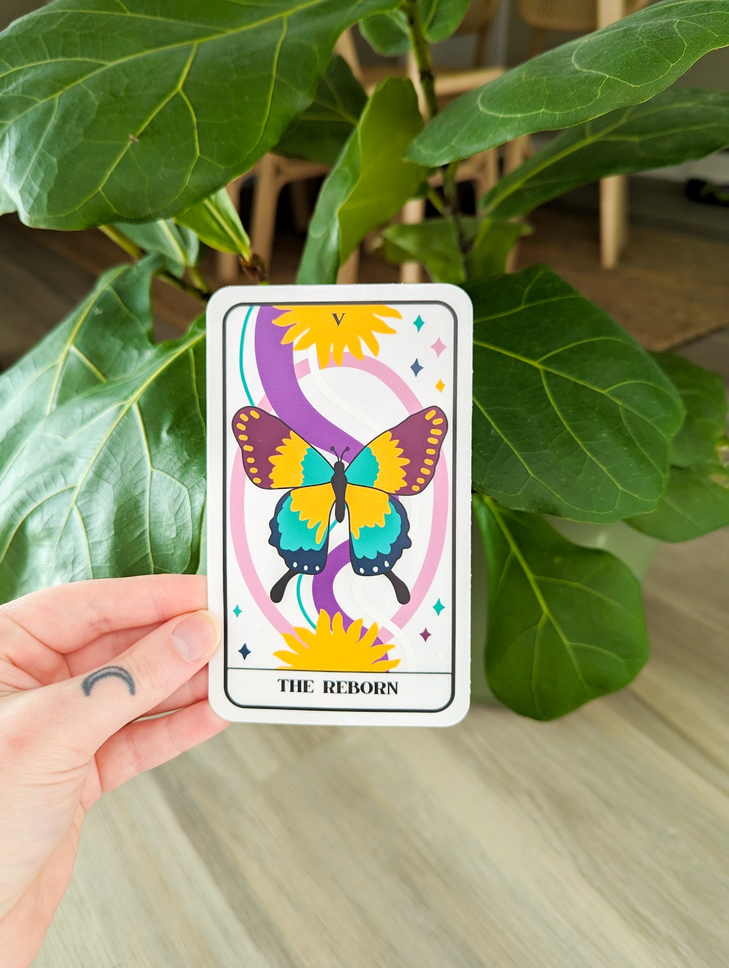 butterfly tarot card suncatcher sticker