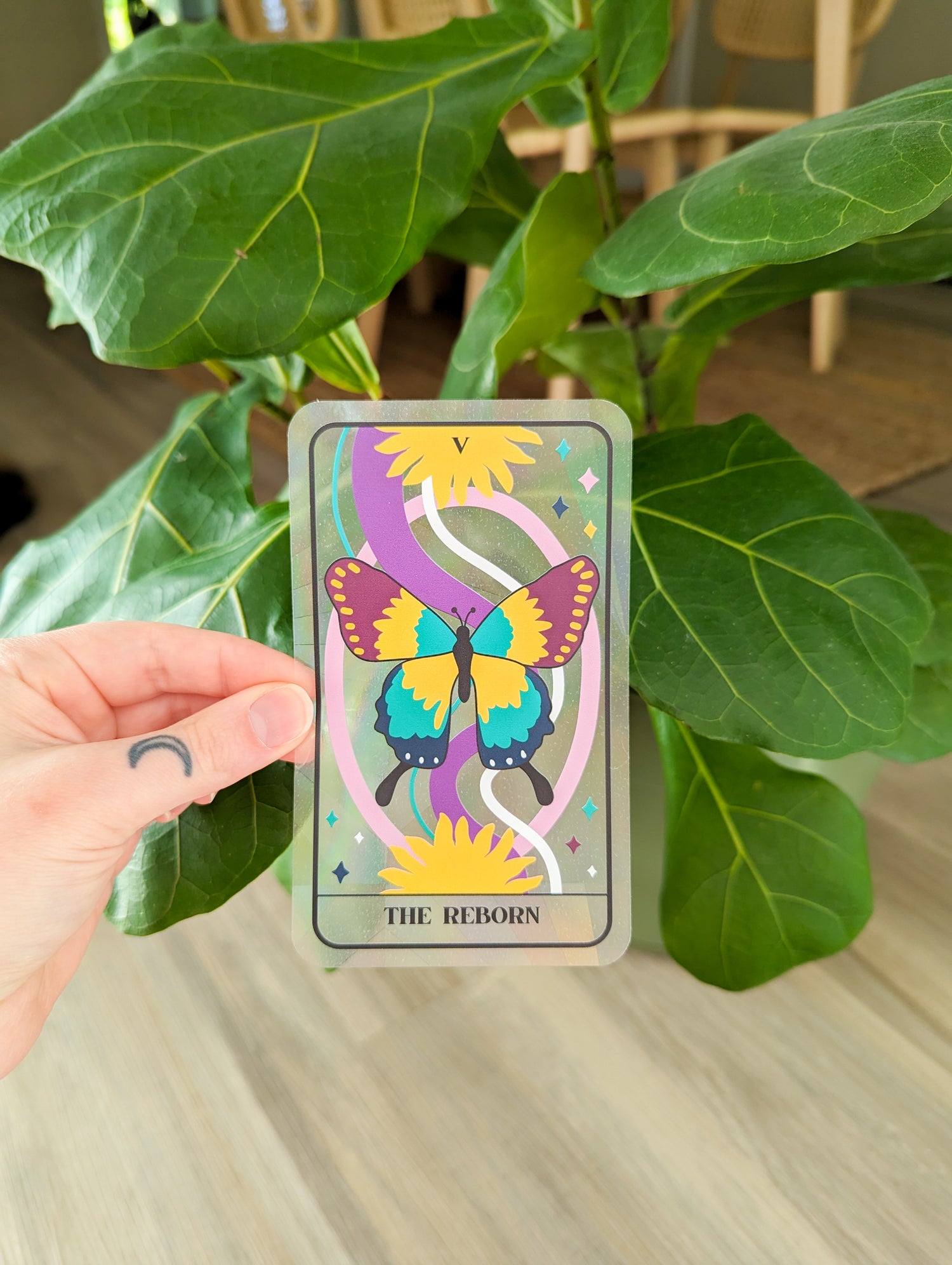 butterfly tarot card suncatcher sticker